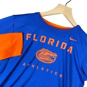 Nike Florida Gators Dri-Fit Long Sleeve T-Shirt Womens L Top Blue Orange Logo